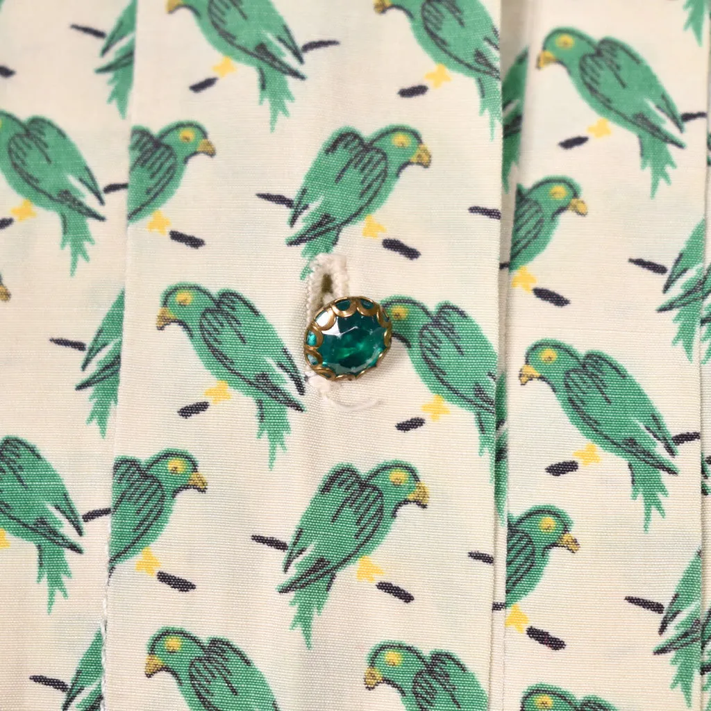 1950s Green Parrot Dress