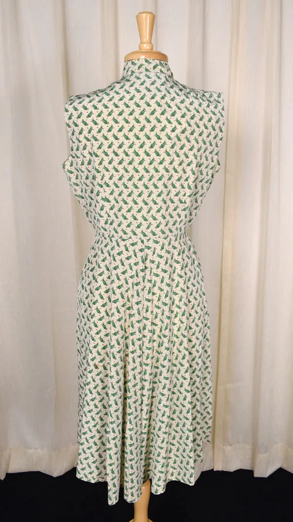 1950s Green Parrot Dress