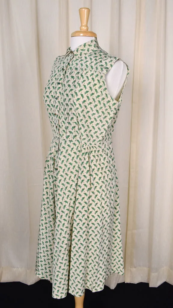 1950s Green Parrot Dress