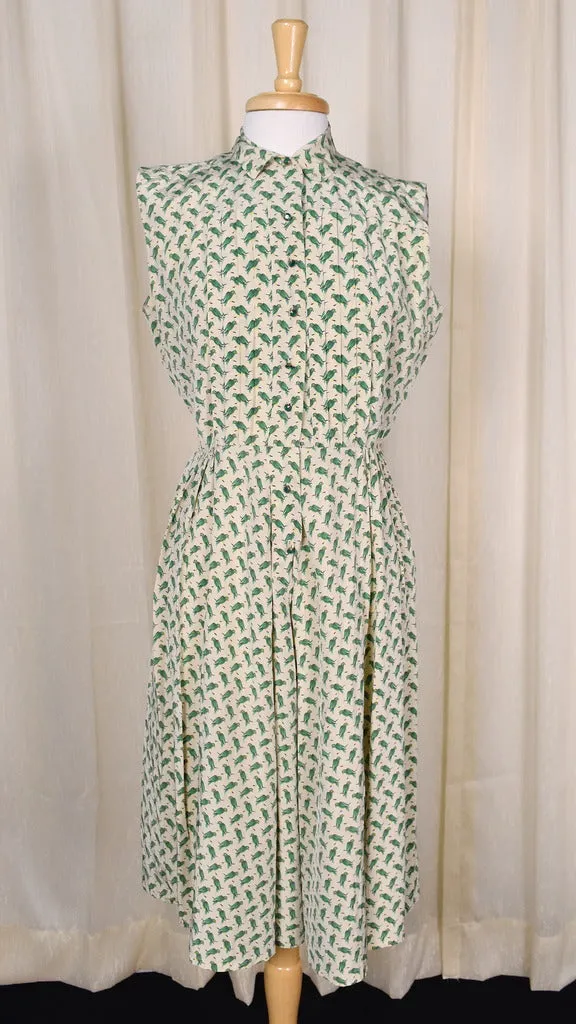 1950s Green Parrot Dress