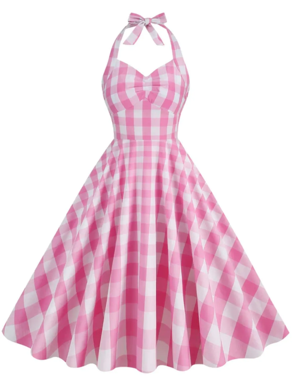 1950s Plaid Halter Swing Dress