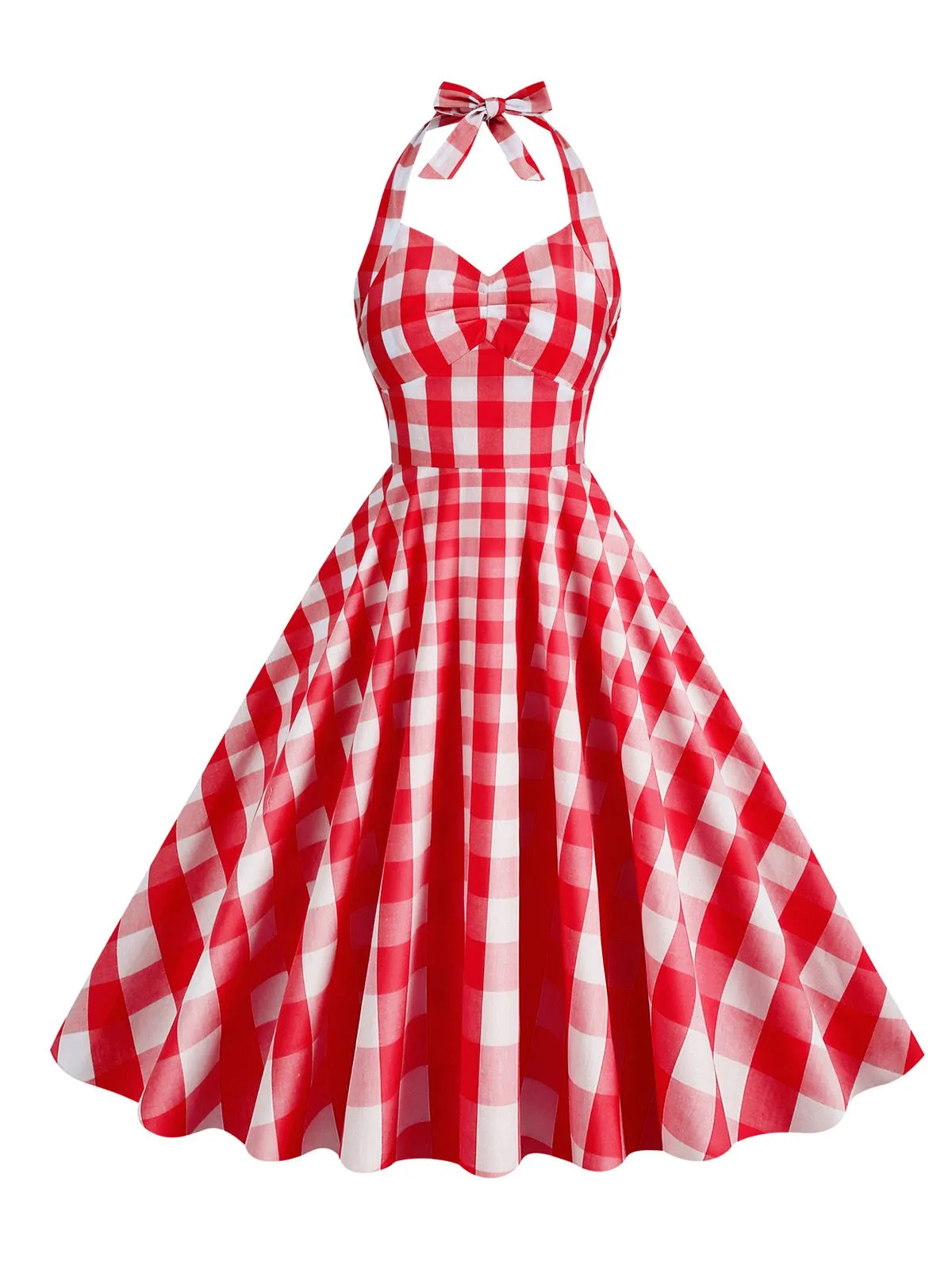 1950s Plaid Halter Swing Dress