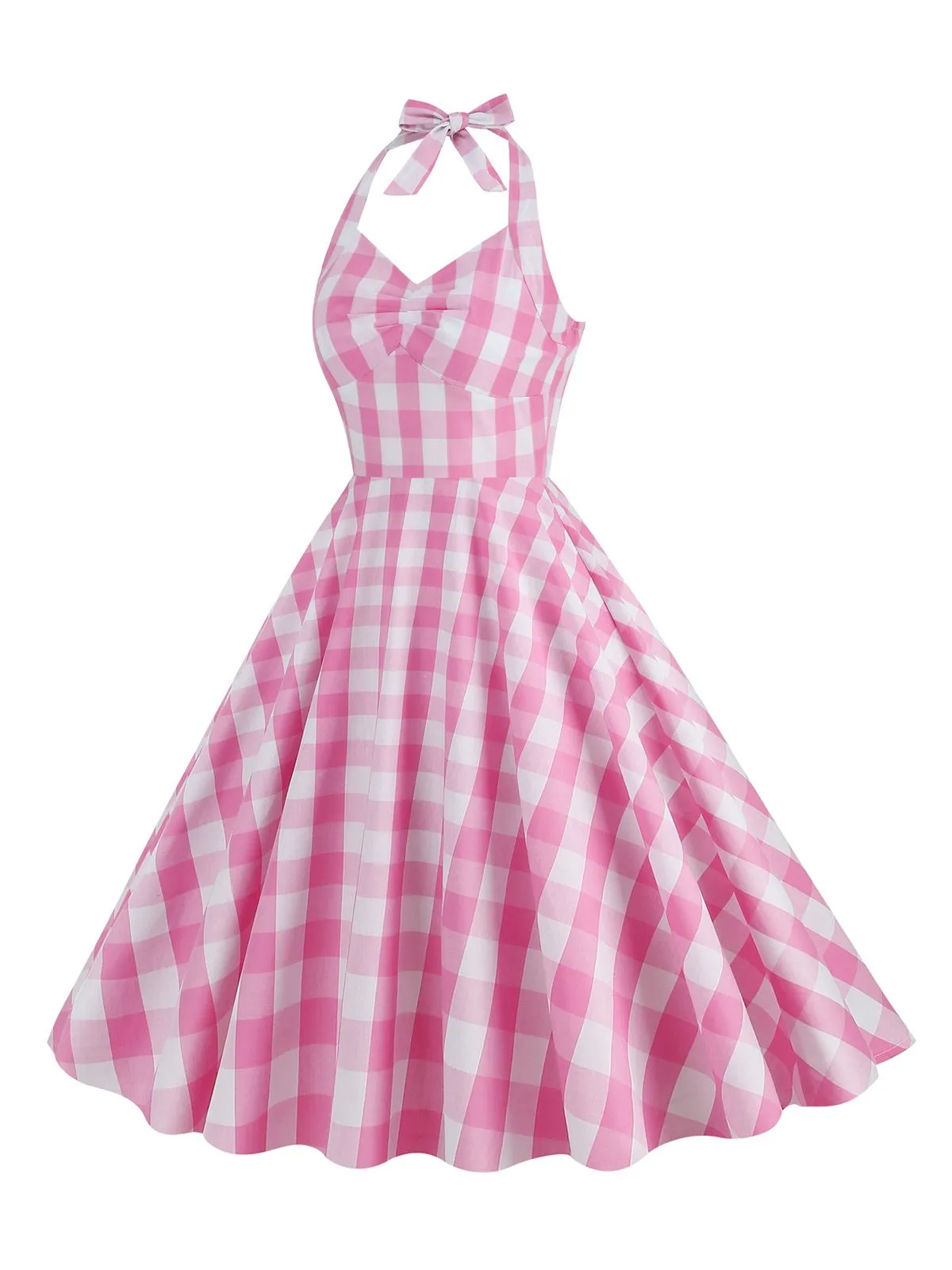 1950s Plaid Halter Swing Dress