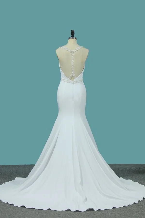 2024 Scoop Mermaid Wedding Dresses Spandex With PN89B8PE