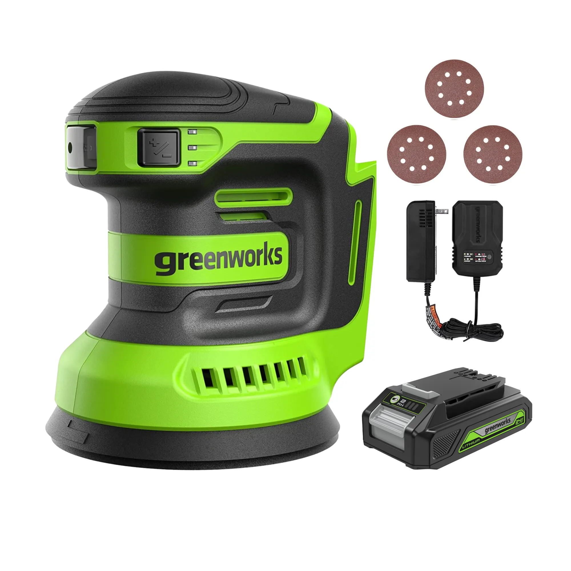 24V 5" Cordless Battery Orbital Sander w/ 2.0Ah Battery & Charger