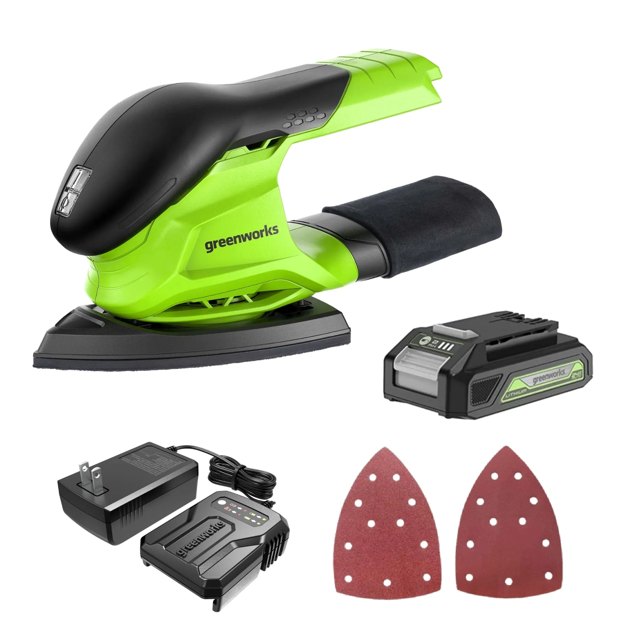 24V Cordless Battery Finishing Sander w/ 2.0Ah Battery & Charger