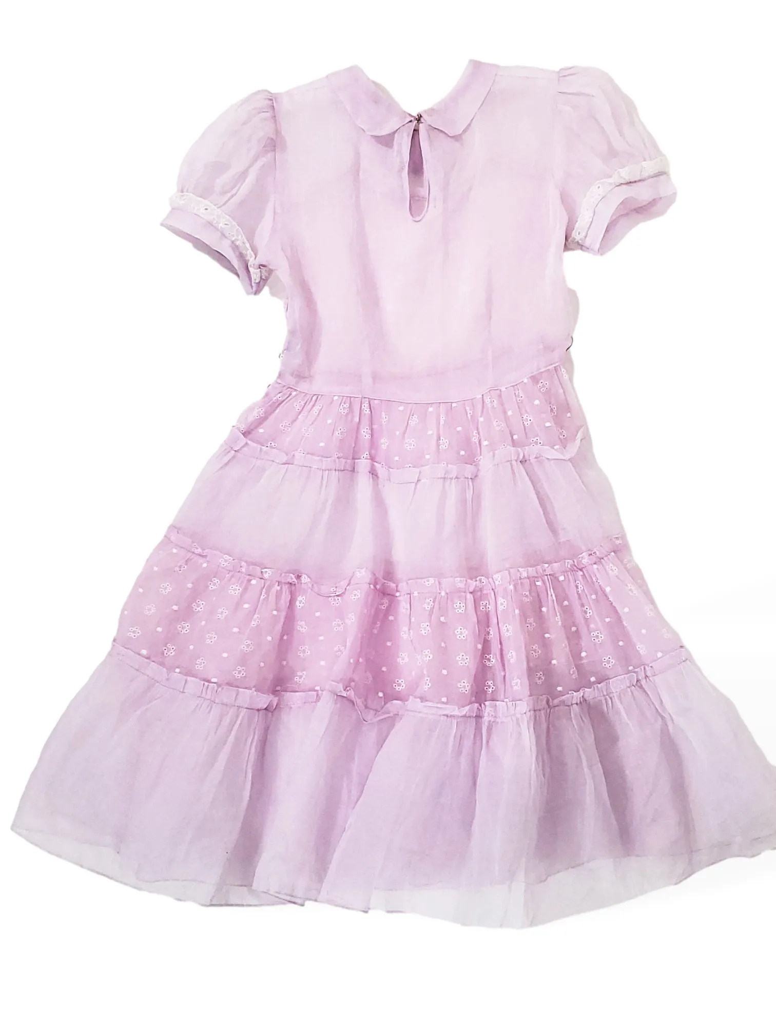 30s/40s Girls Party Dress in Lavender Organdy - 12/tween