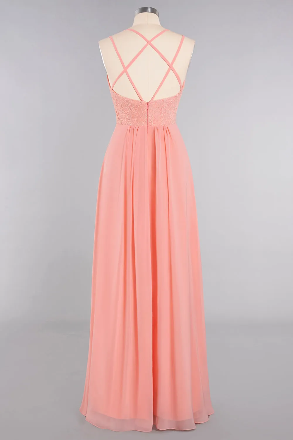 A-Line Chiffon Spaghetti Straps Sweetheart Long Bridesmaid Dress with Slit