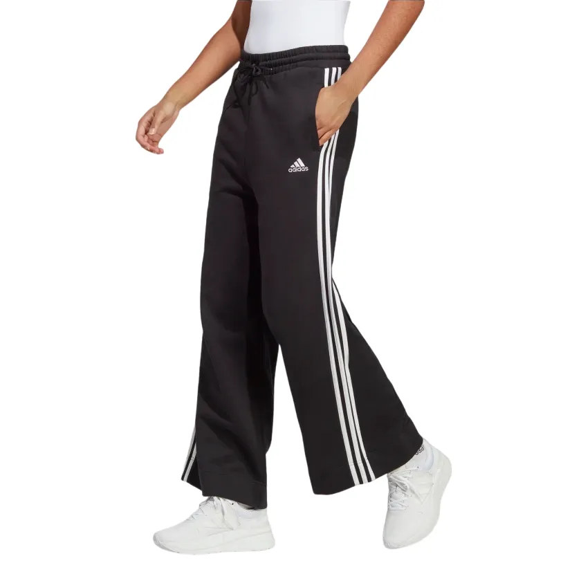 Adidas Women's flared sports trousers with 3 stripes in light cotton IC8775 black-white