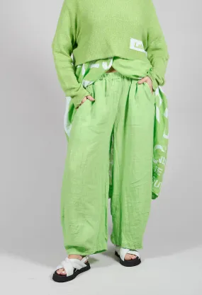 Balloon Leg Linen Trousers in Lime