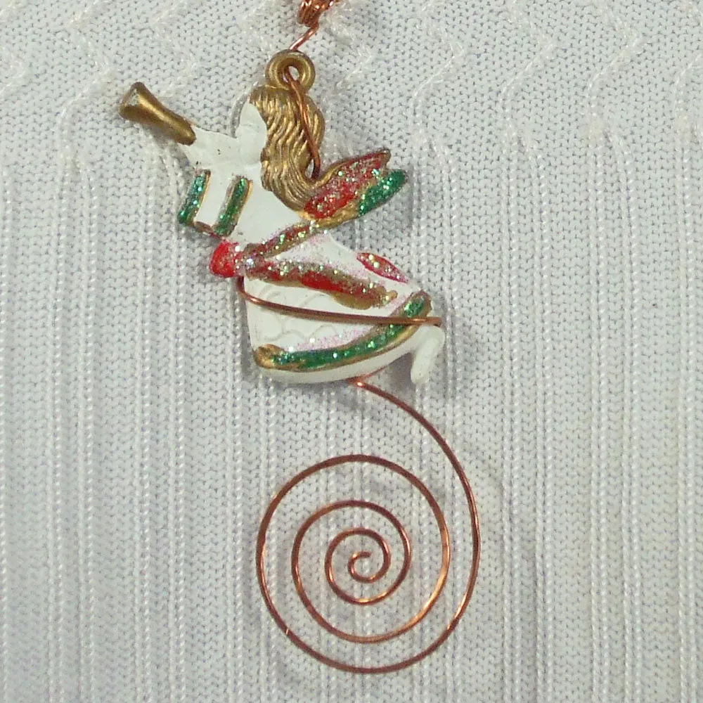 Baylea, Christmas, Angel blowing trumpet charm Pendant, Necklace