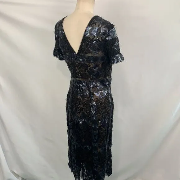 BCBGMaxAzria NWTgunmetal sequined print dress