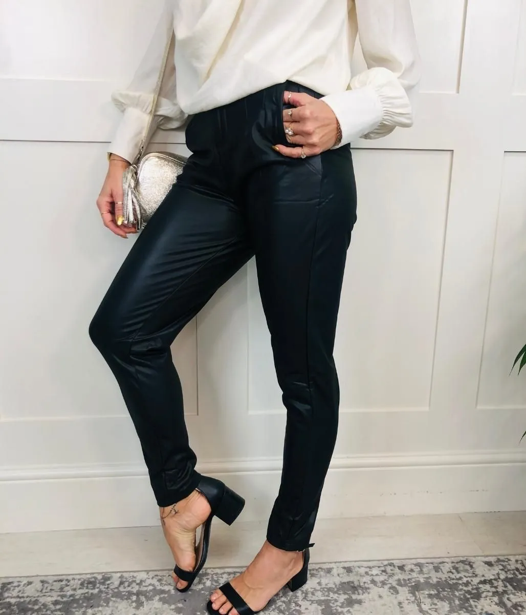 Black Faux Leather Trousers