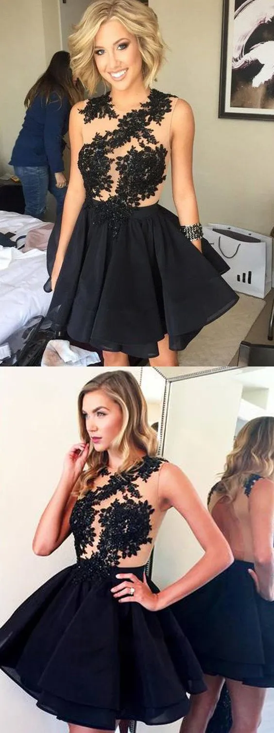 Black Homecoming Dress,Short Prom Dress, Evening Dress ,Winter Formal Dress, Pageant Dance Dresses, Graduation School Party Gown, PC0064