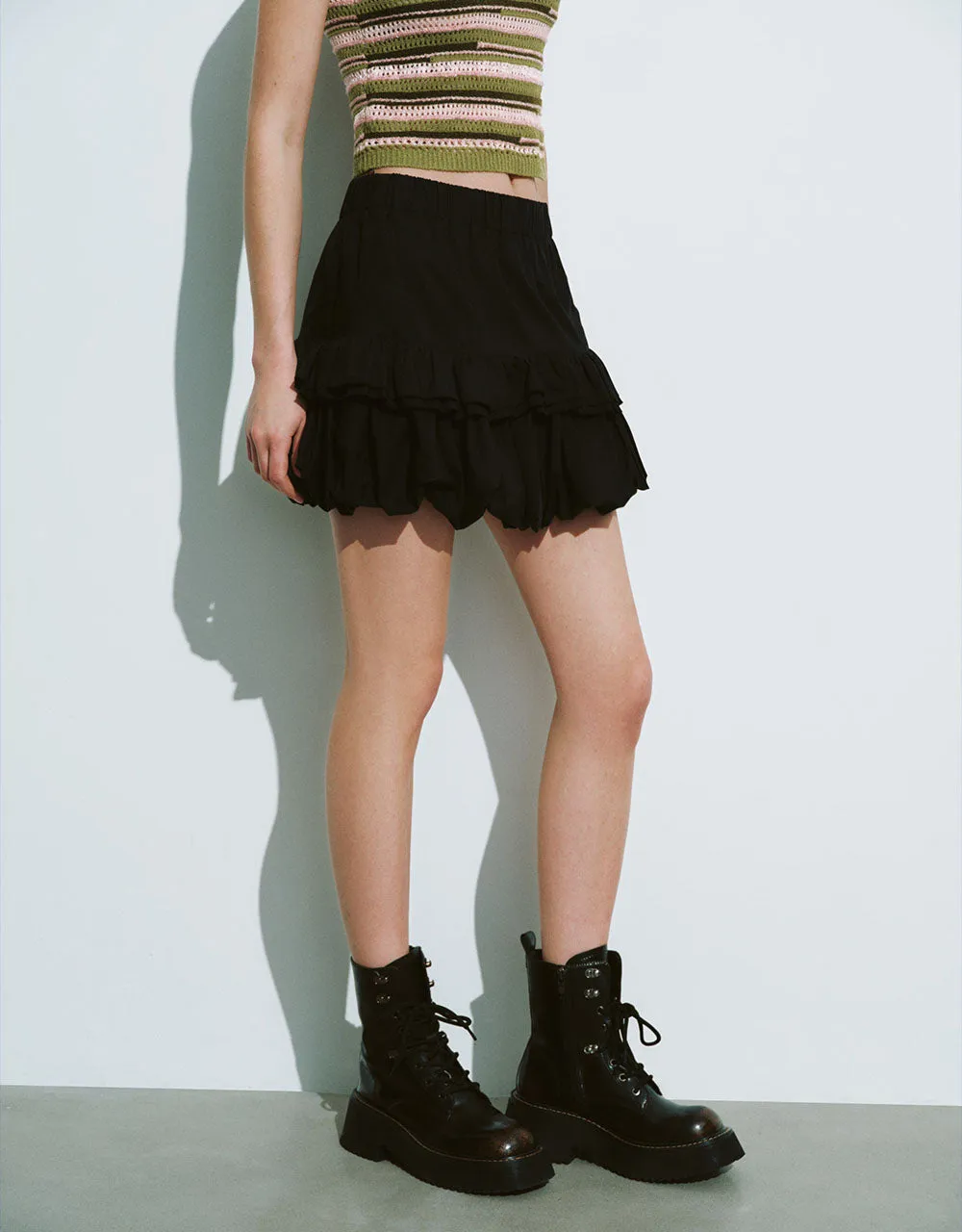 Bubble Hem Mini A-Line Skirt