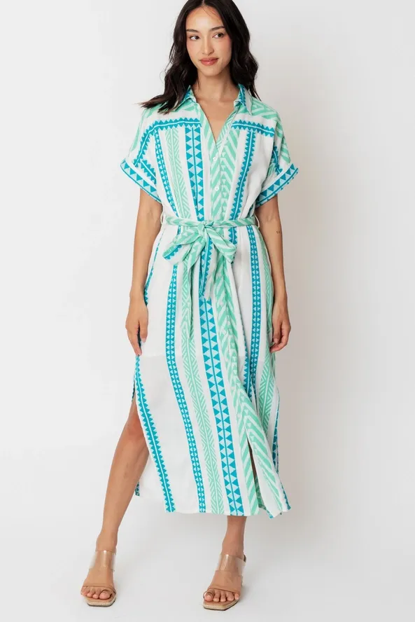 Capri Jacquard Midi Shirt Dress