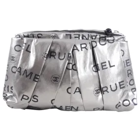 Chanel Pewter Metallic Unlimited Logo Zip Pouch