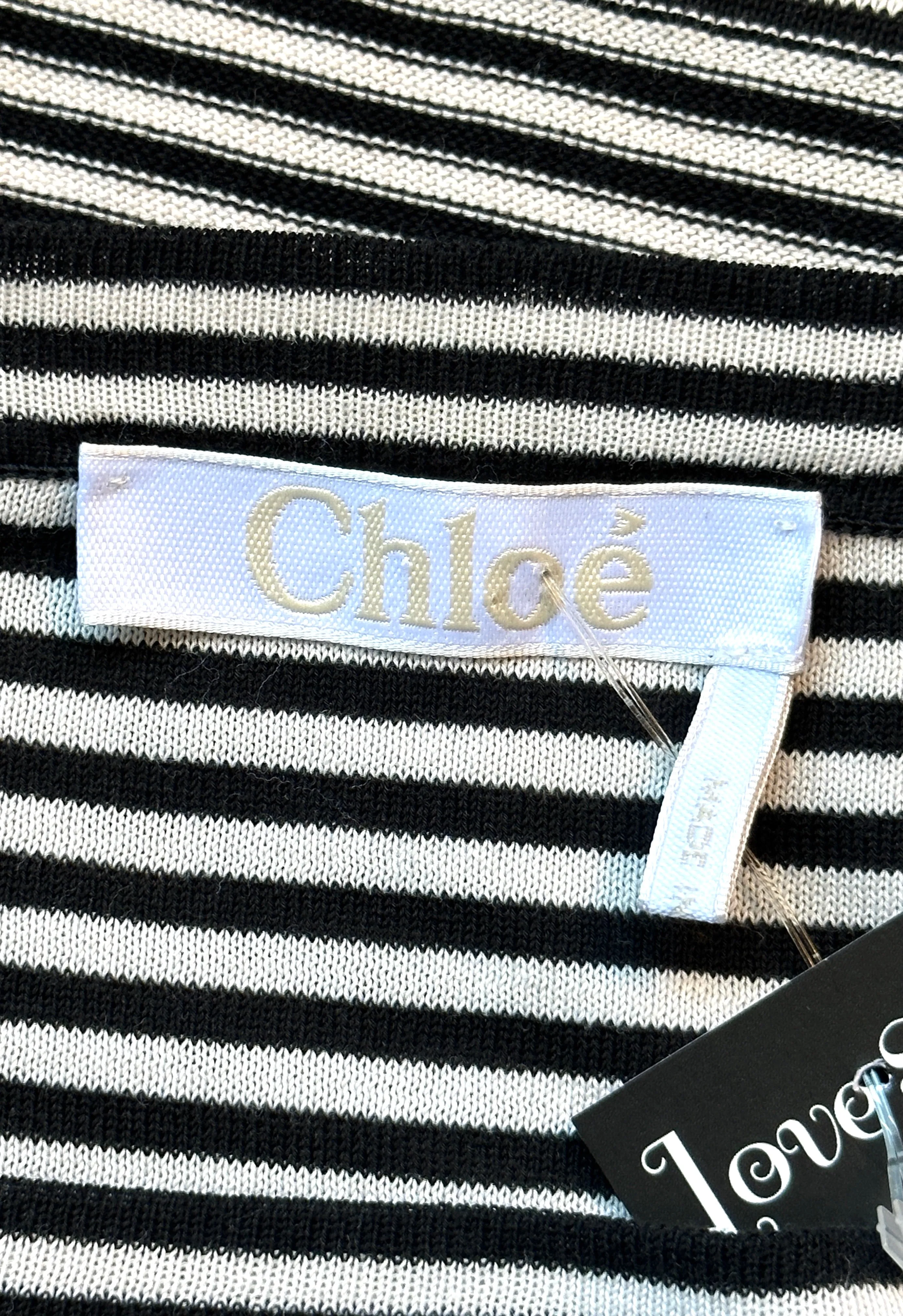 CHLOE Striped Knit T Shirt Dress  Medium