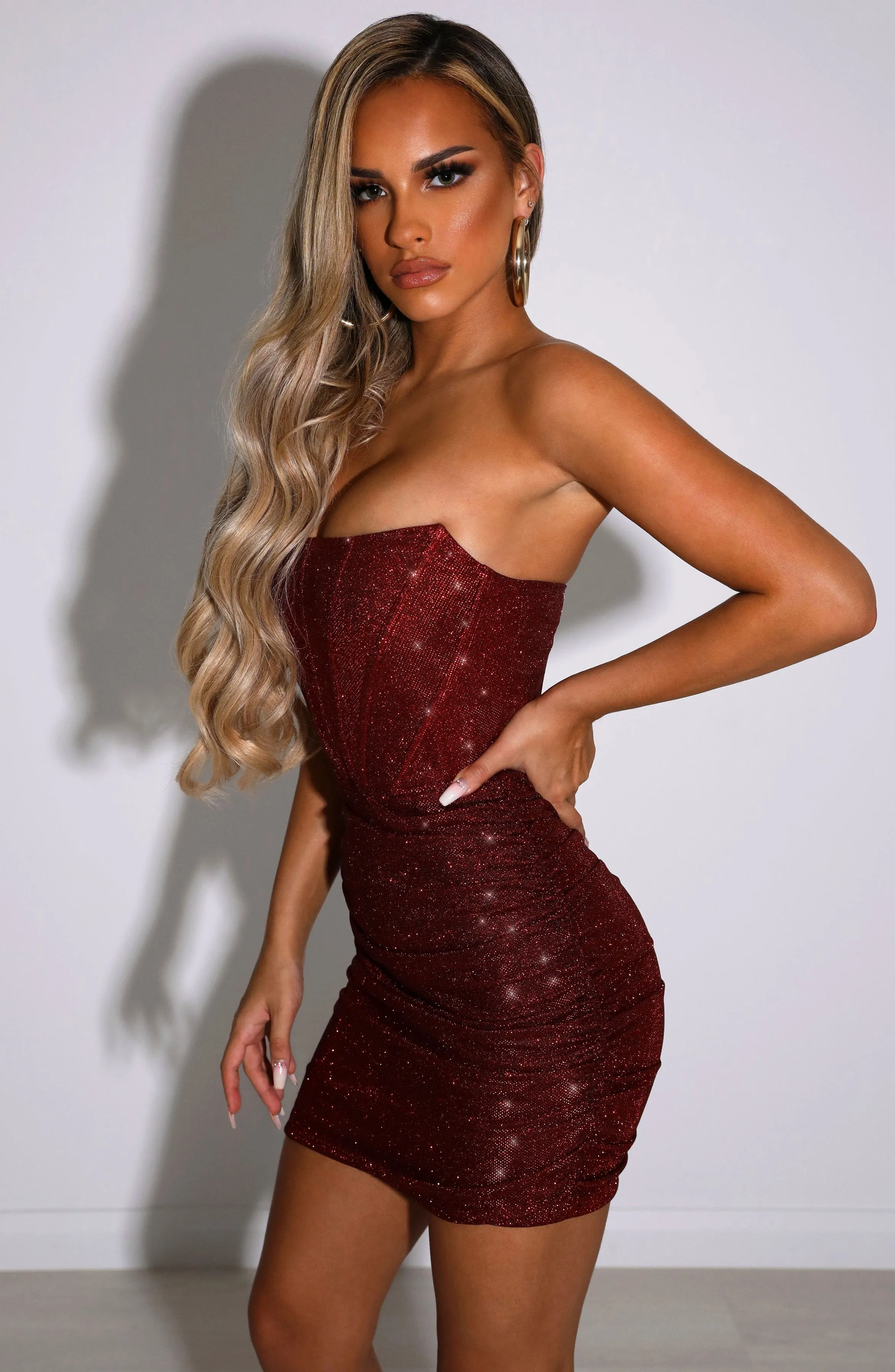 Cindy Mini Dress - Red Glitter