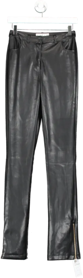 Club L Black Faux Leather High Waisted Trousers With Ankle Zips UK 6