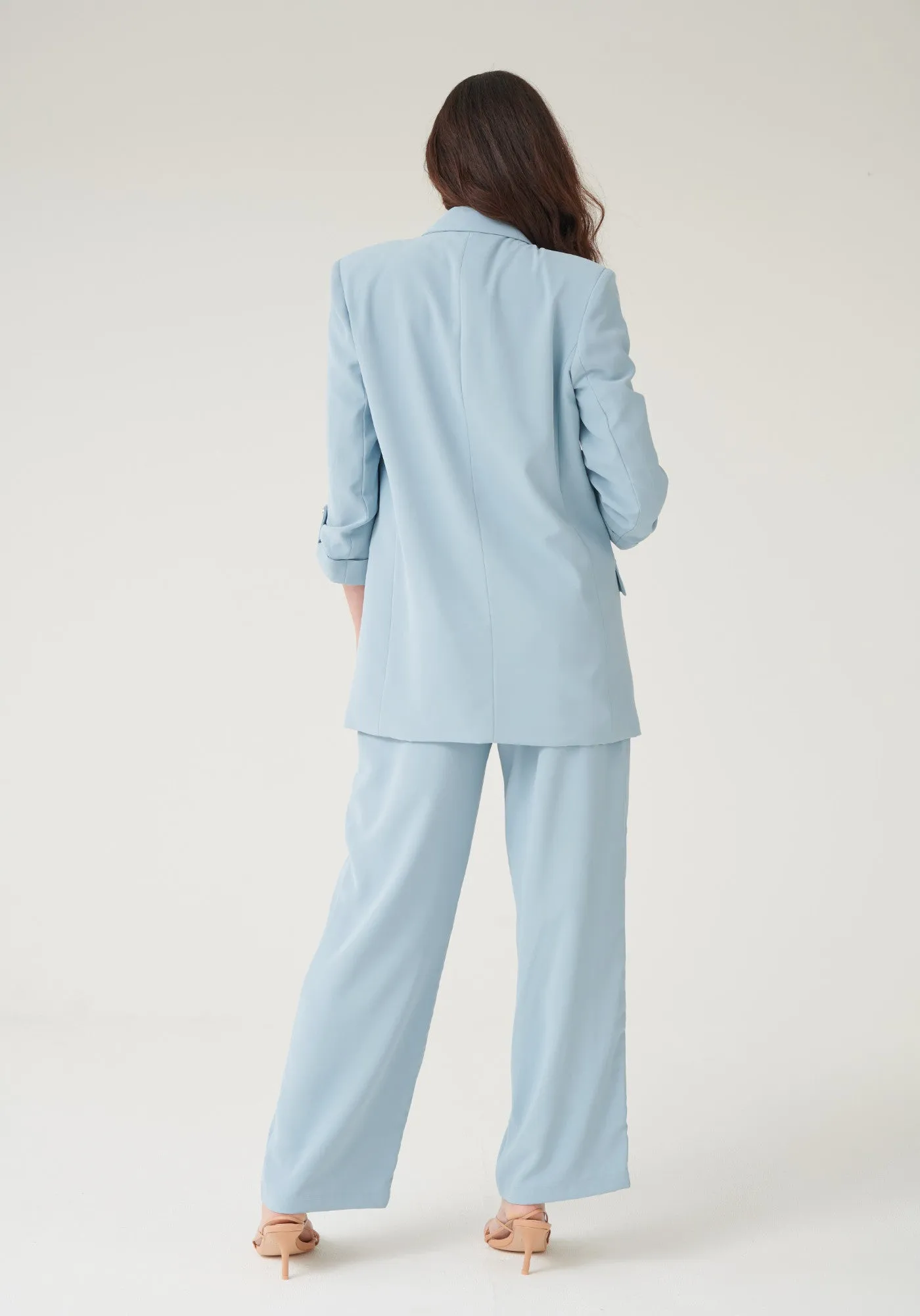 Courtney High Waisted Trousers in Light Blue - Outlet