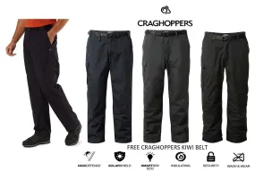 Mens Craghoppers Kiwi Winter Lined Warm Fleece Trousers with Belt