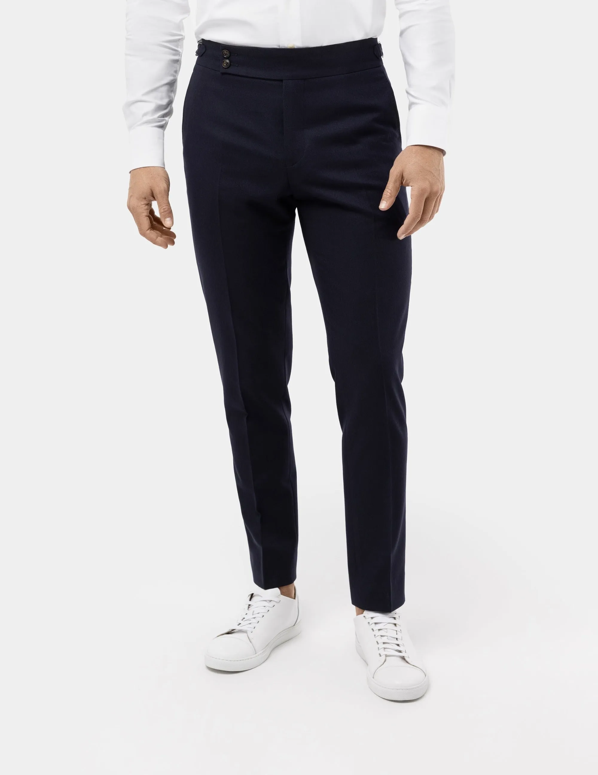 Dark Blue Wool Trousers Double Button