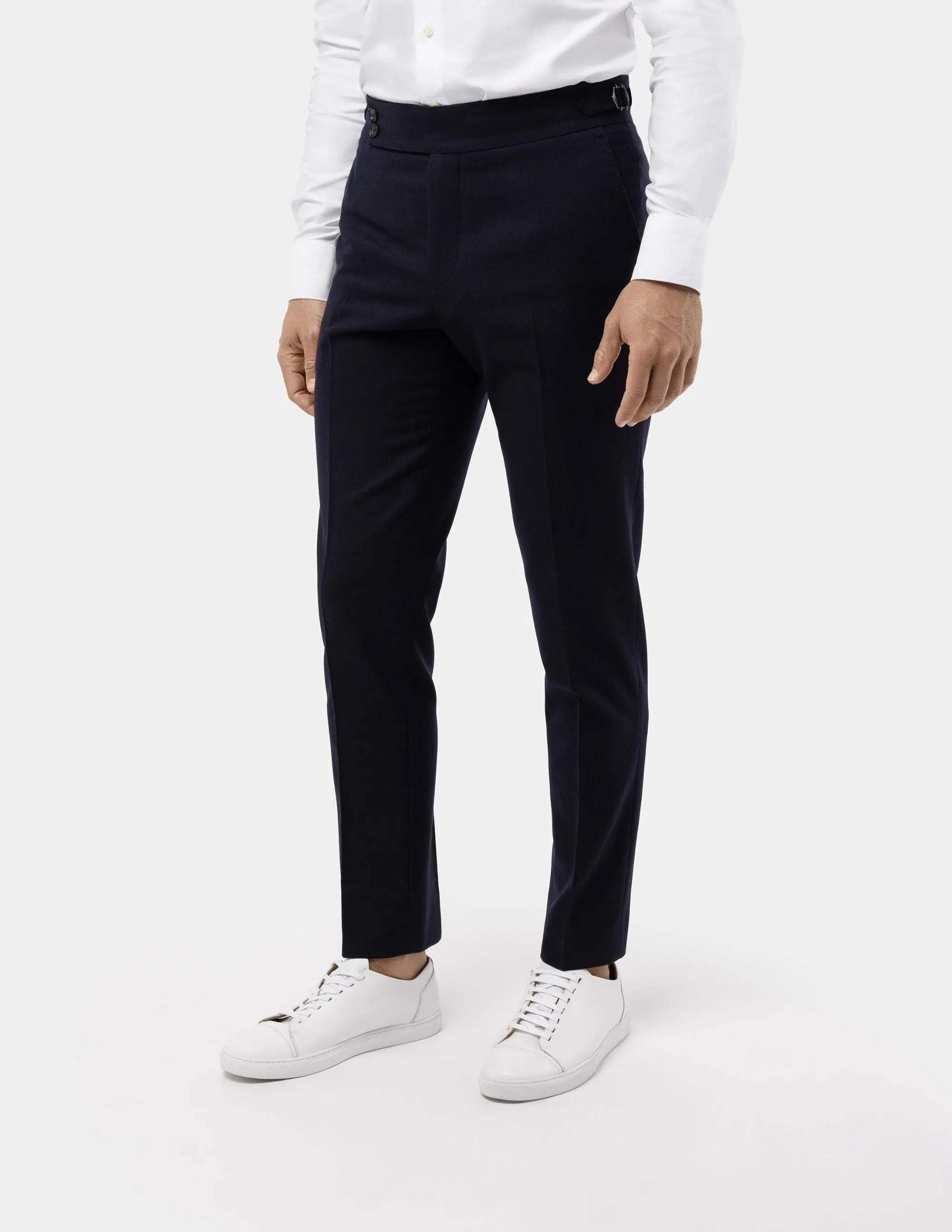 Dark Blue Wool Trousers Double Button