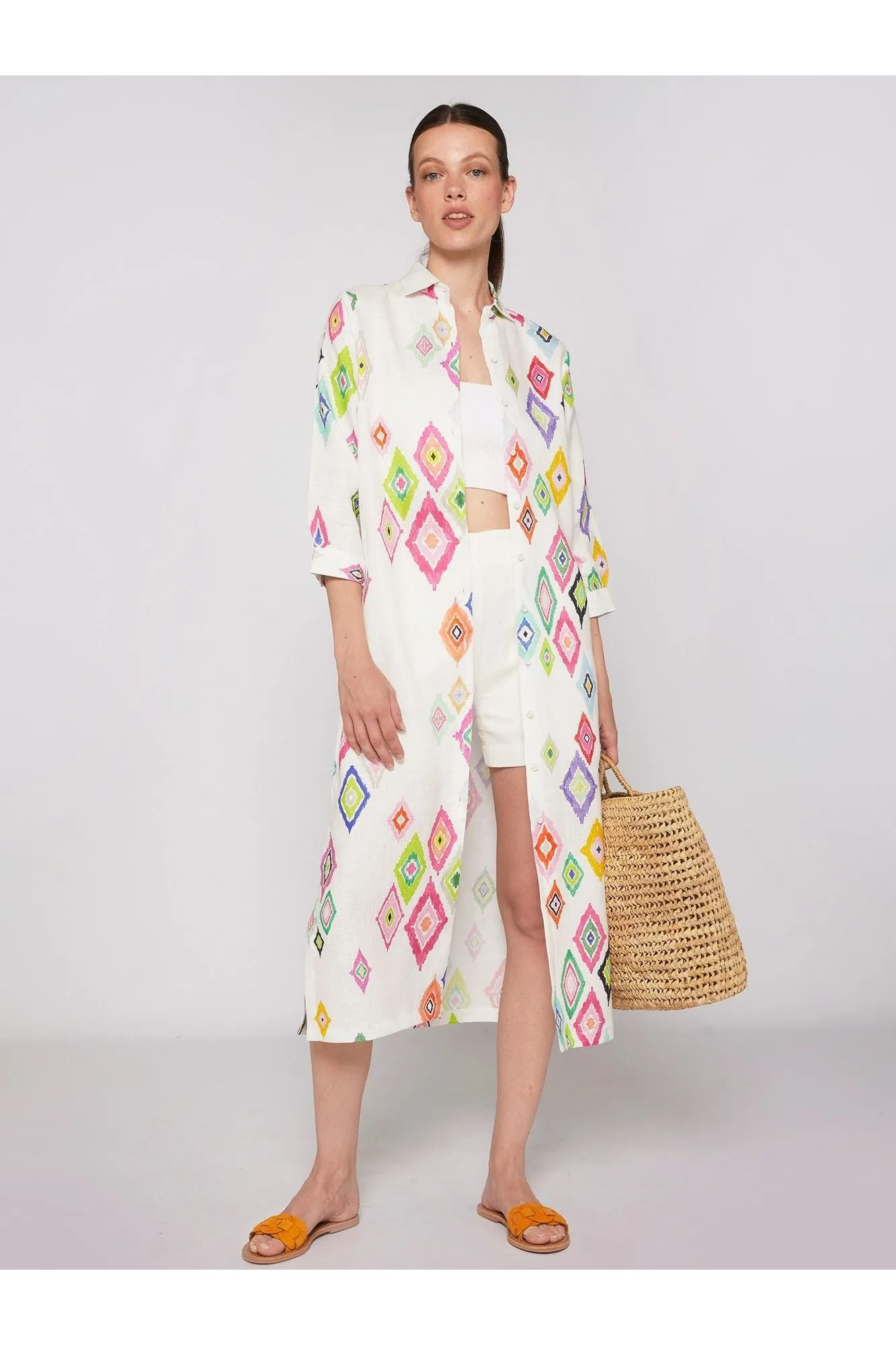 Diamond Ikat Antonella Midi Shirt Dress