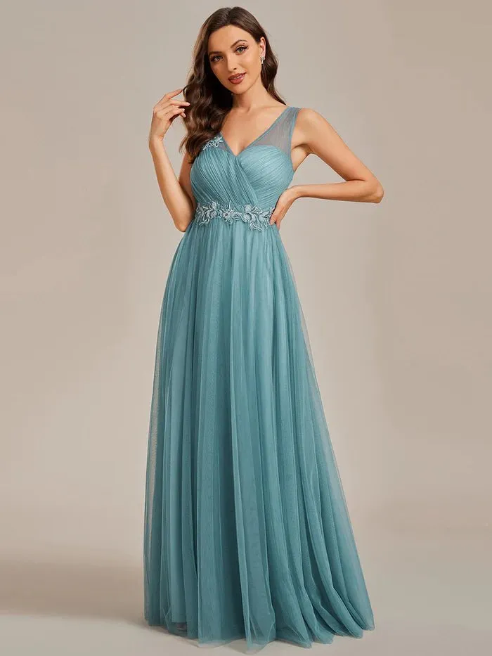 Elegant Appliques Mesh Evening Dresses