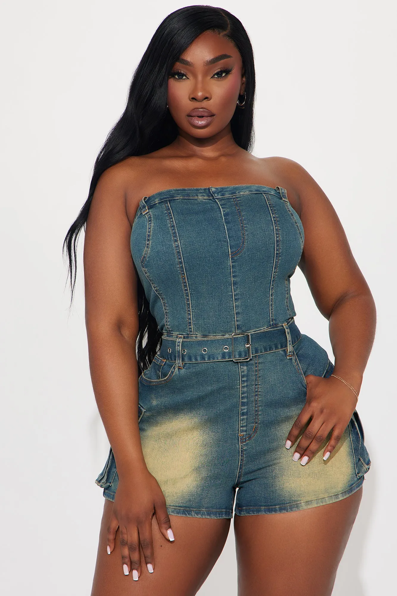 Excuse Me Miss Denim Romper - Dark Wash