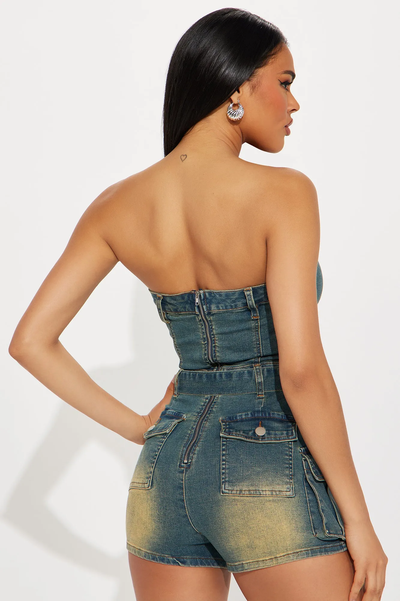 Excuse Me Miss Denim Romper - Dark Wash