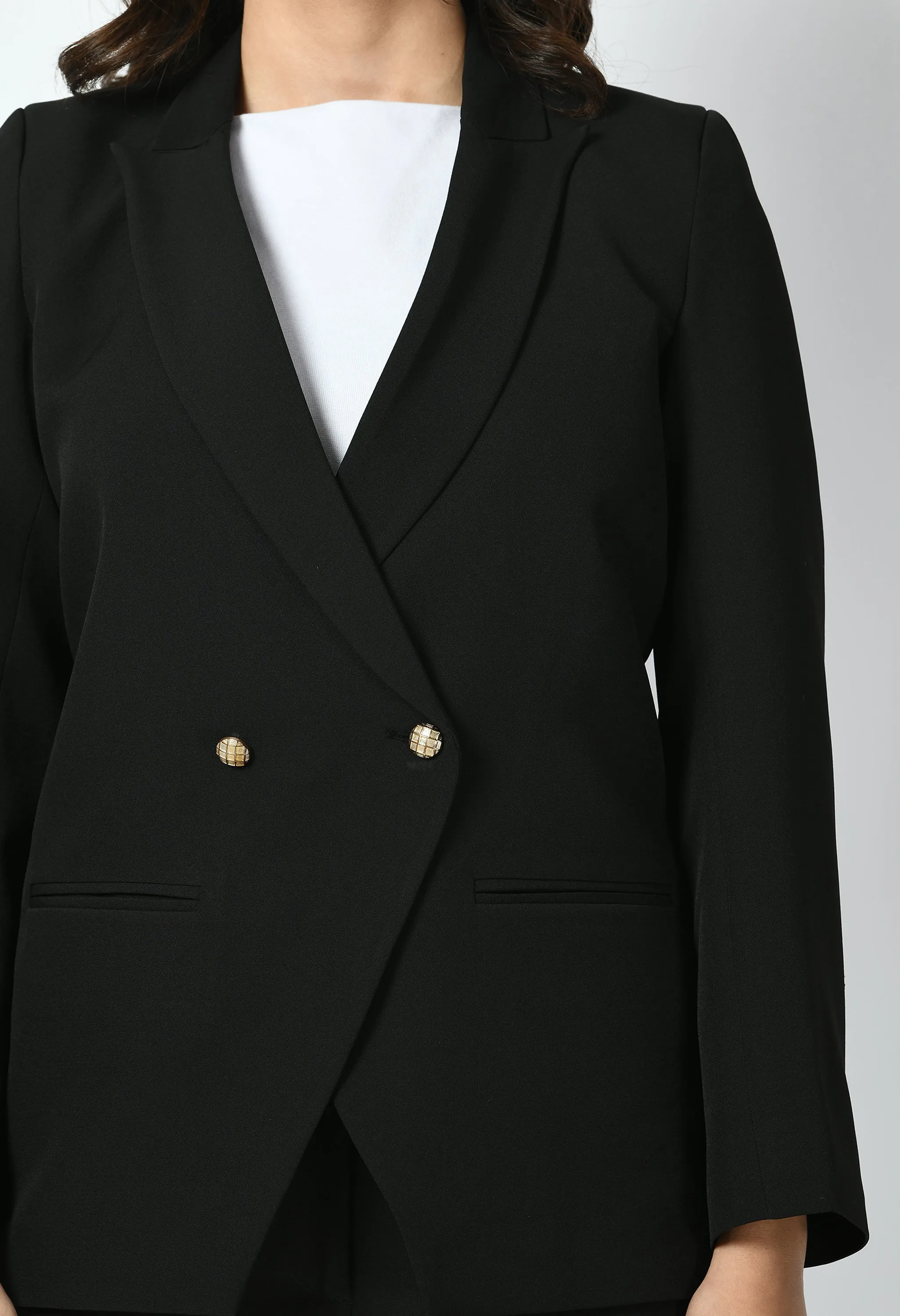 Exude Vitality Formal Blazer with Bootcut Trousers (Black)