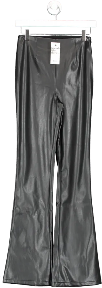 Friends like these Black Pu Flare Leg Trousers UK 8