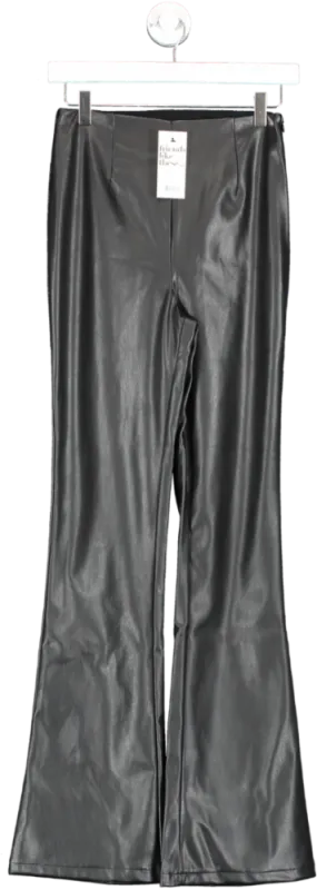 Friends like these Black Pu Flare Leg Trousers UK 8