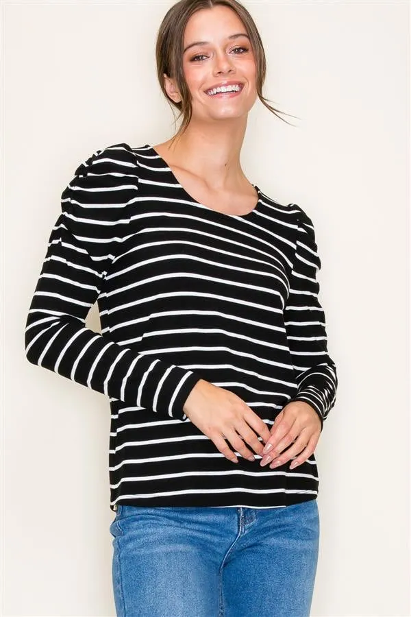 Gabriella Striped Puff Sleeve Top