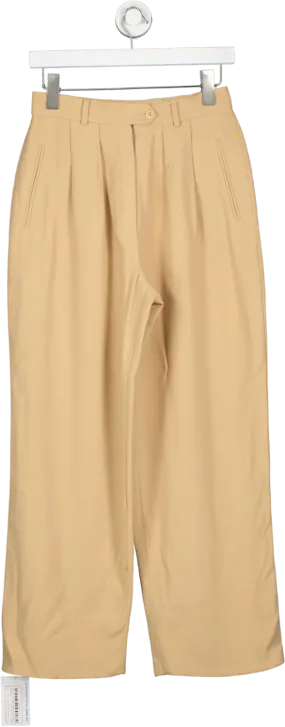 Giorgio Armani Beige Wide Leg Tailored Pocketed Trousers UK S