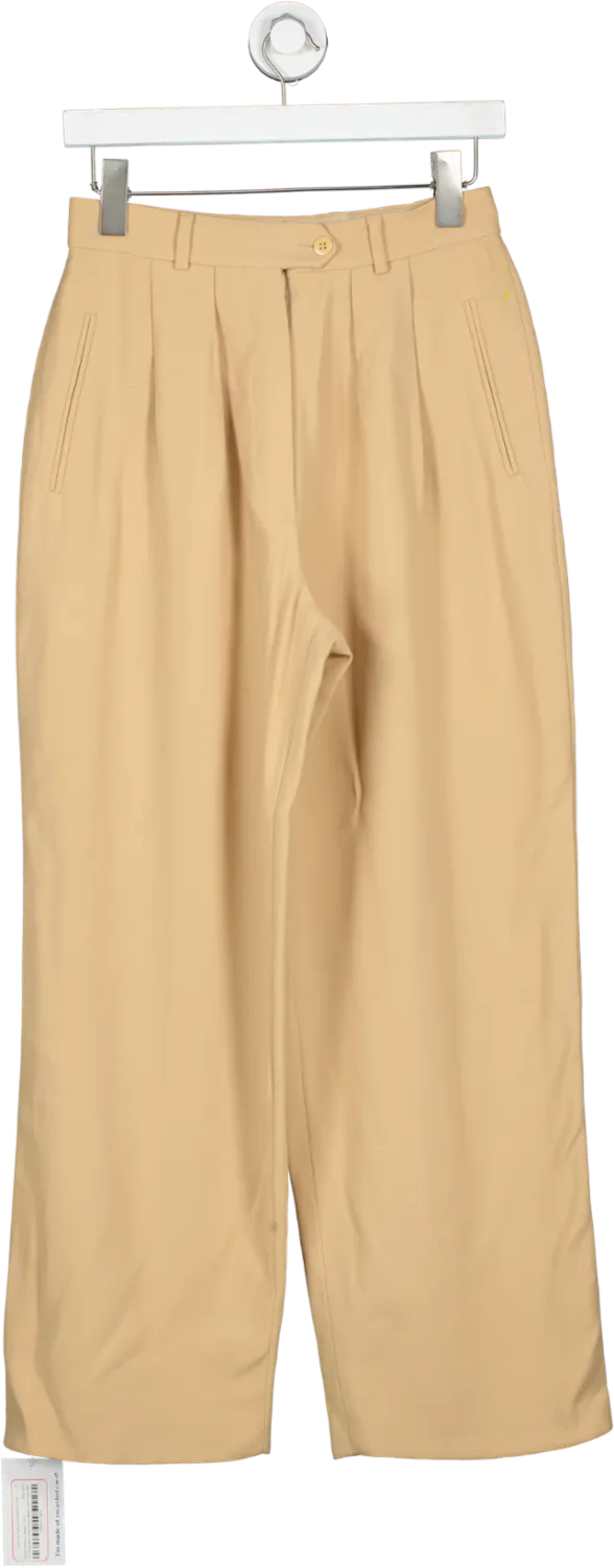 Giorgio Armani Beige Wide Leg Tailored Pocketed Trousers UK S