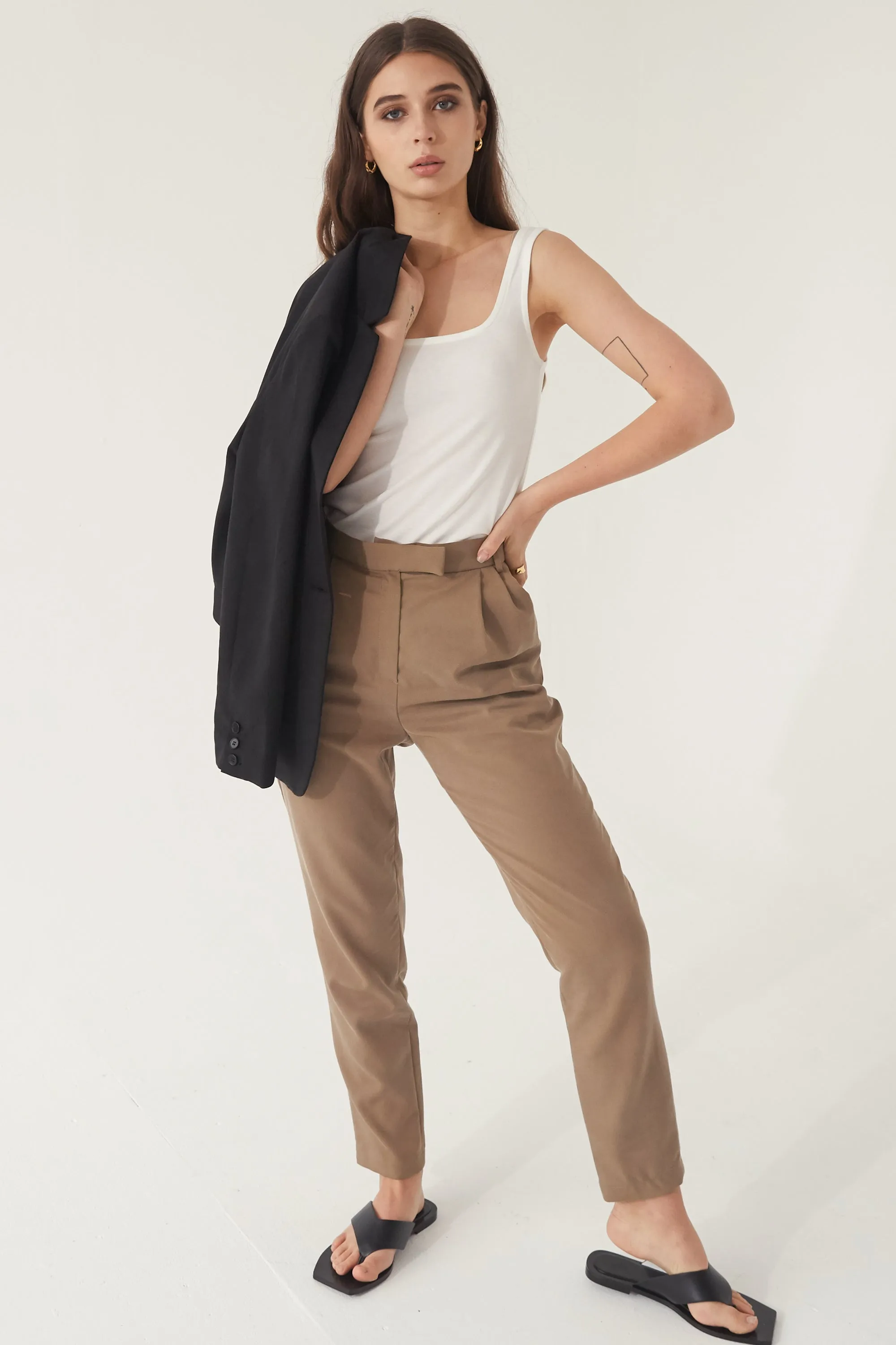 High Waisted Pleated Trouser