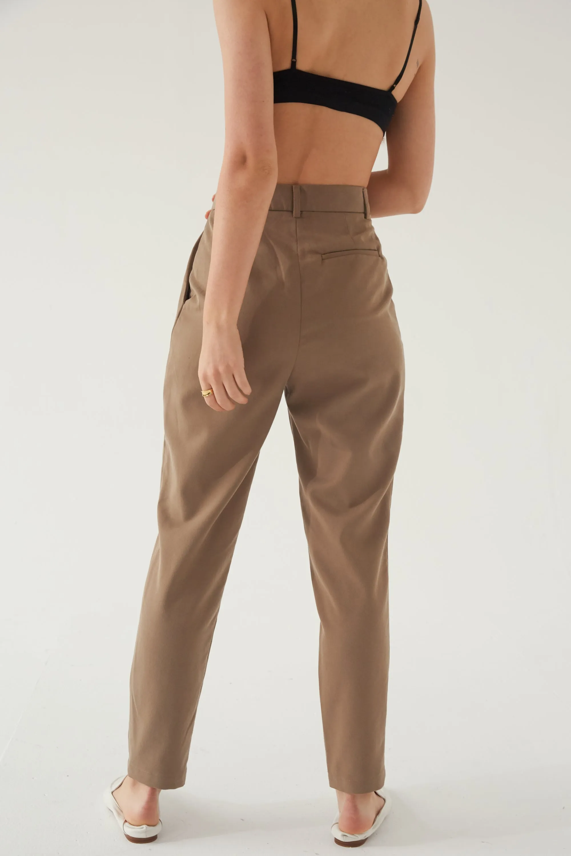 High Waisted Pleated Trouser