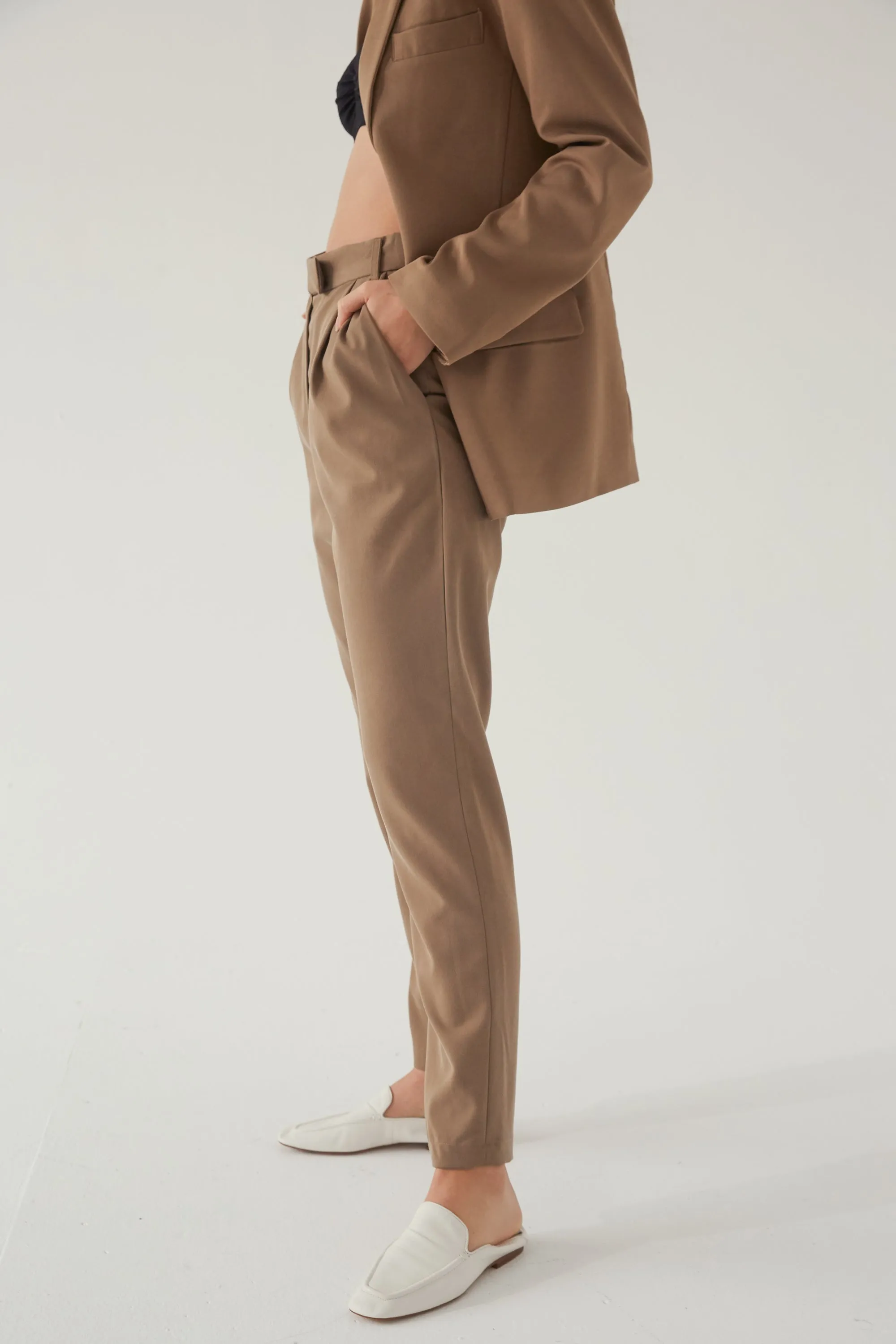 High Waisted Pleated Trouser