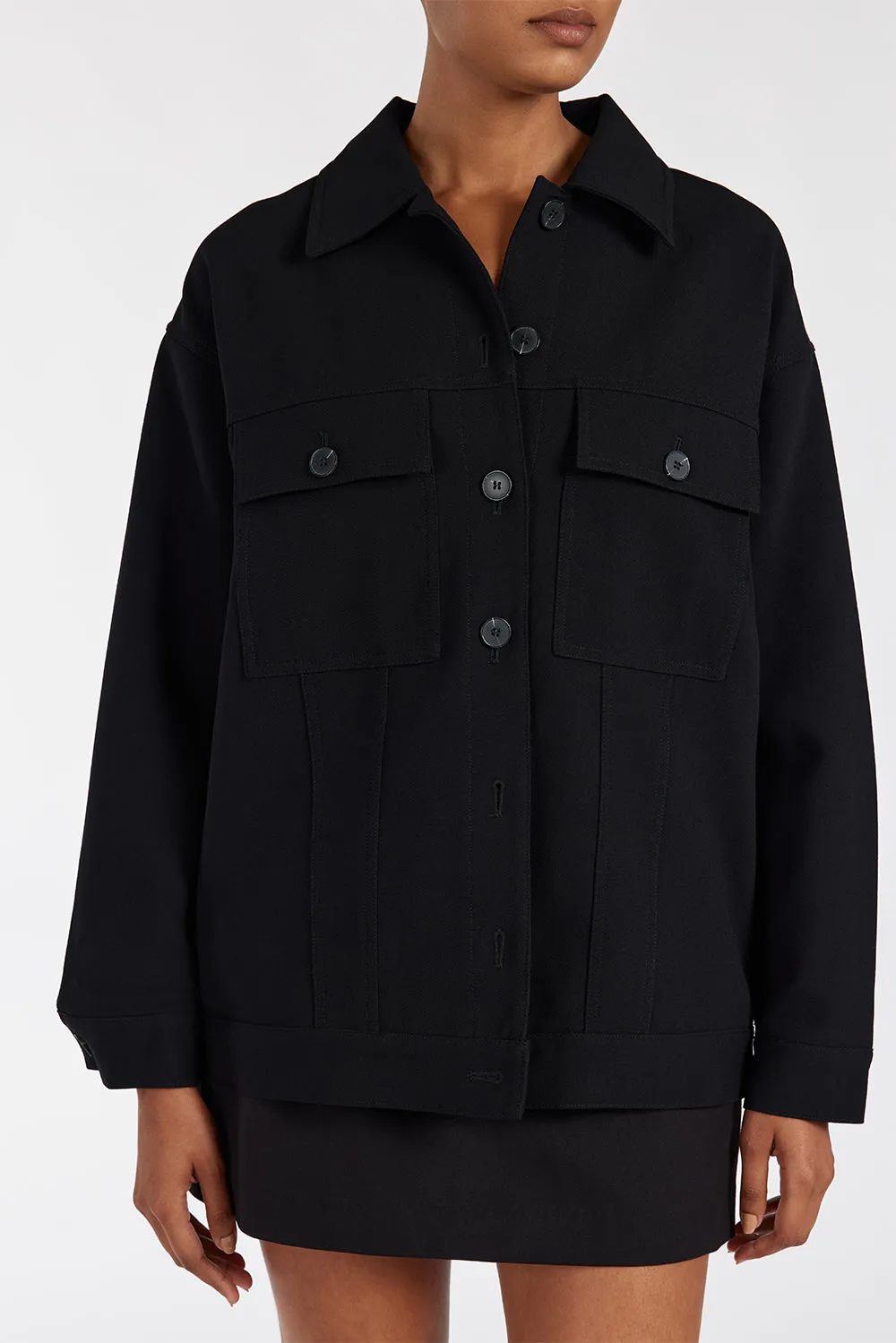 JIL BLACK TAILORED TRUCKER JACKET