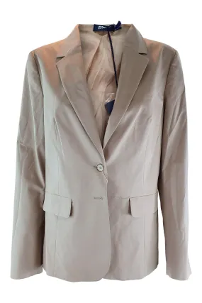 JIL SANDER NAVY Women's Cotton Blend Tan Blazer Jacket (DE 40)