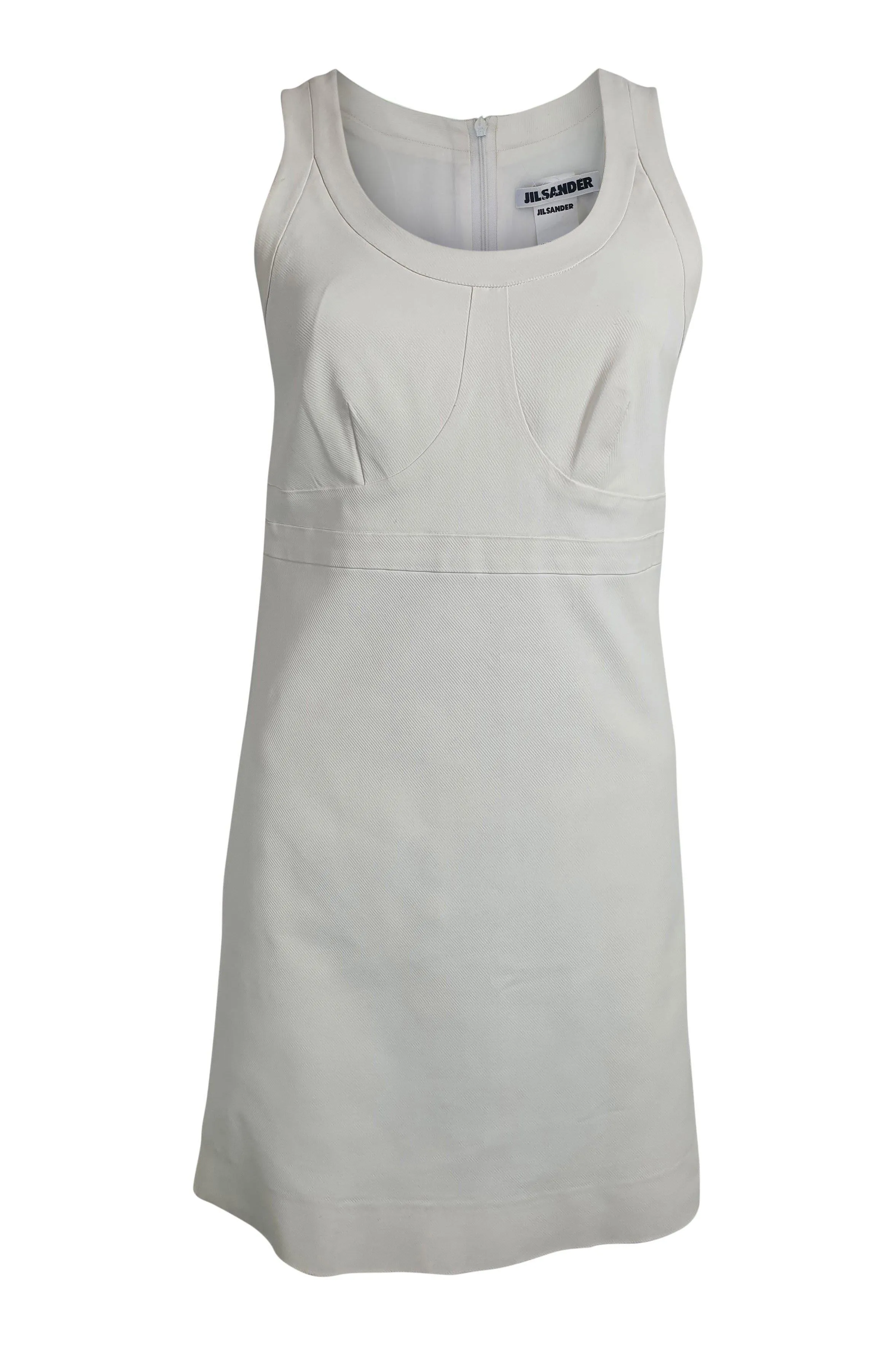 JIL SANDER Off White Sleeveless Shift Mini Dress (FR 38 | UK 10 | US 6)