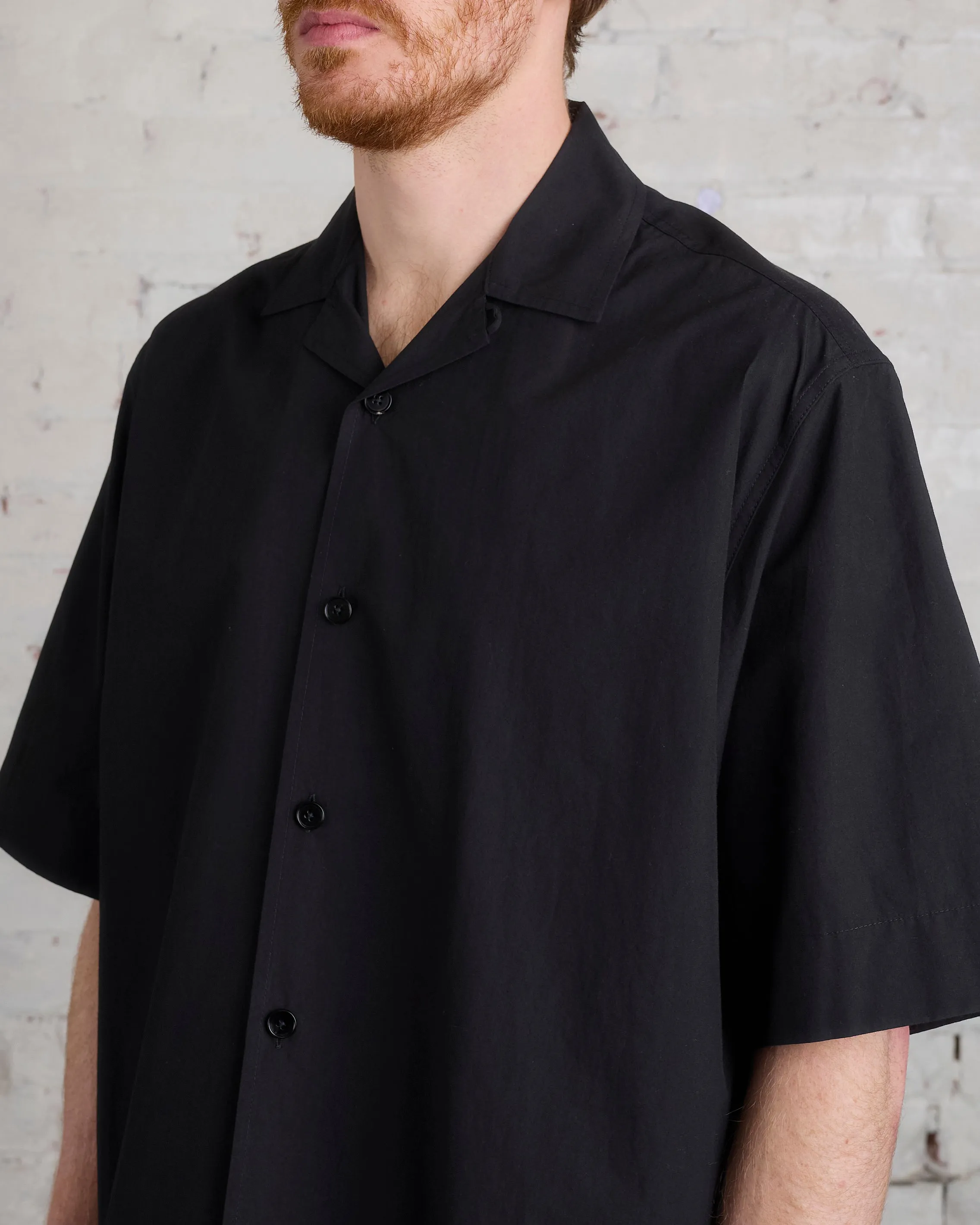 Jil Sander  Poplin Camp Button Shirt Black