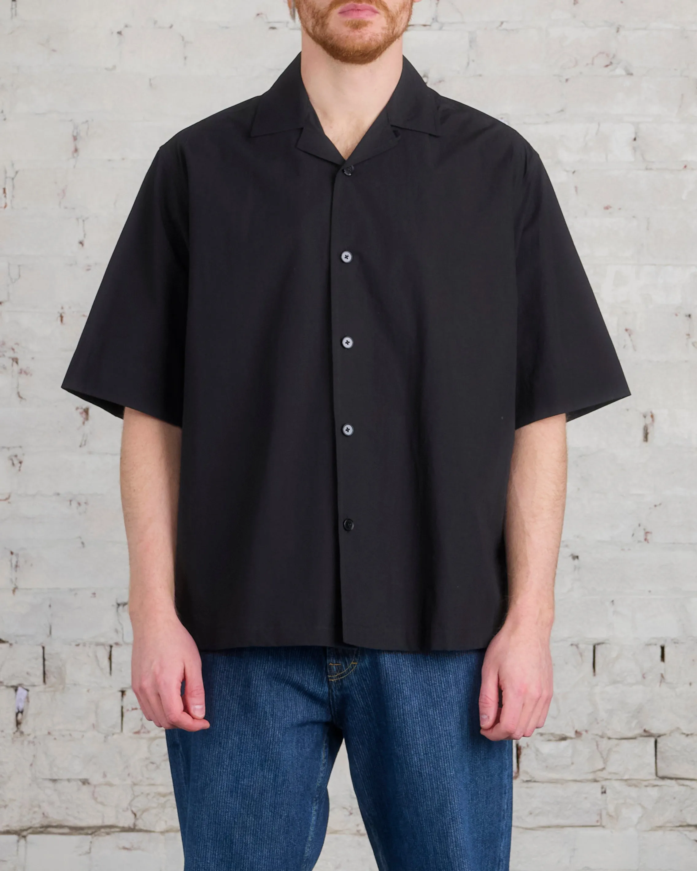 Jil Sander  Poplin Camp Button Shirt Black