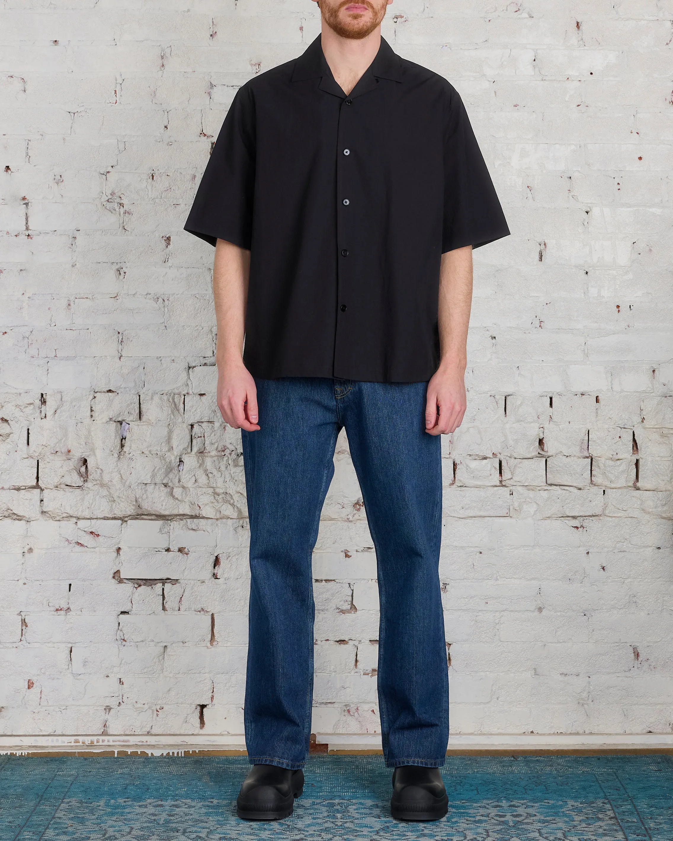 Jil Sander  Poplin Camp Button Shirt Black