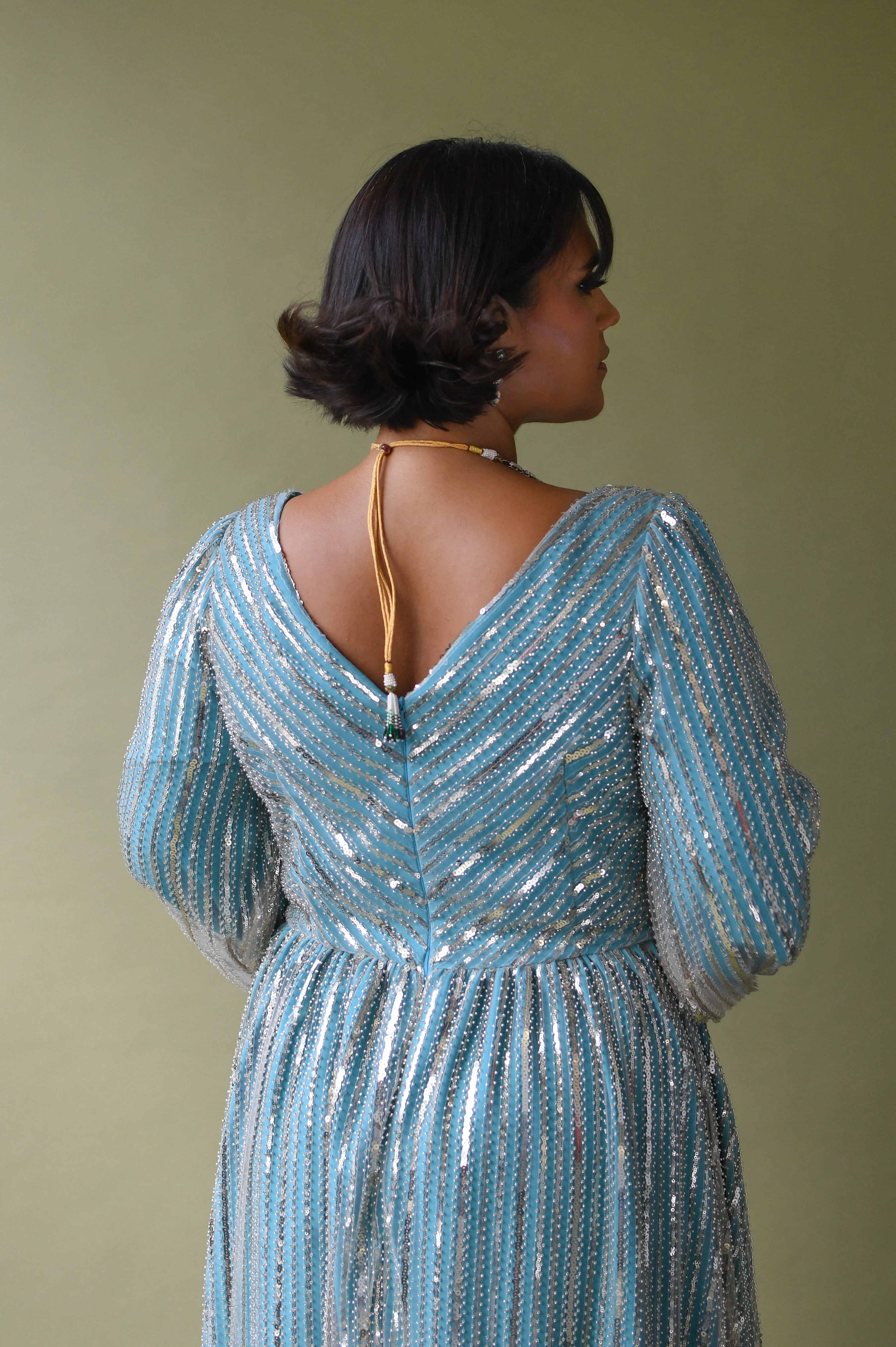 KAMIRA Teal and Silver Gown