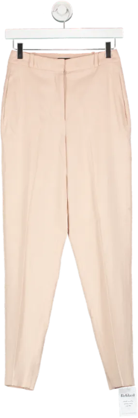 Karen Millen Nude Compact Viscose Slim Leg Tailored Trousers UK 6