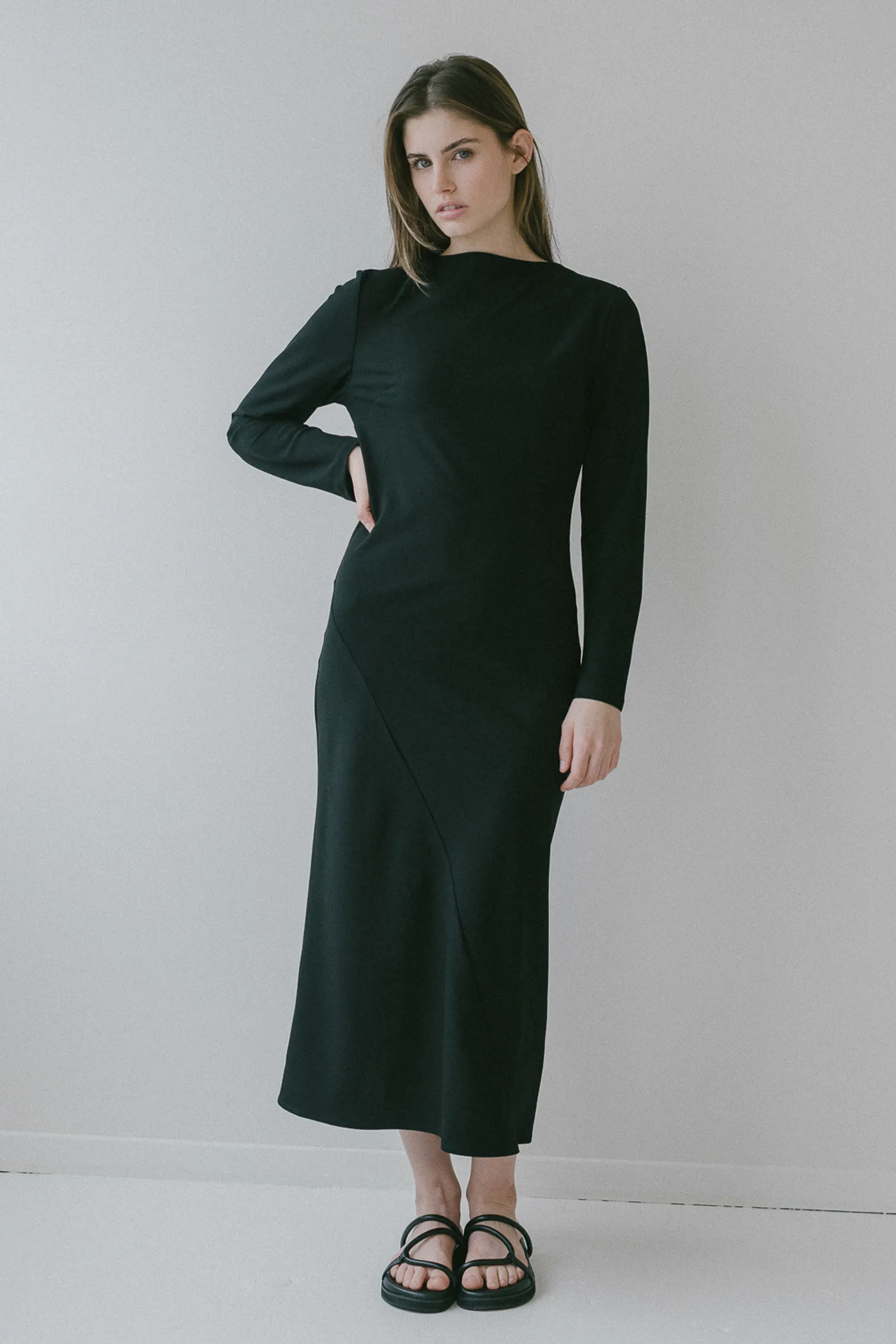 Kirby Long Sleeve Dress in Black